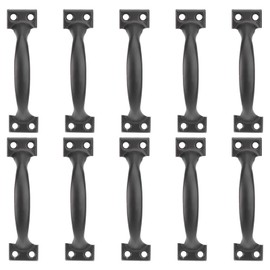 DOITOOL 10PCS Barn Door Handles Black Gate Handles for Wooden Fences 4 Inch Vintage Cabinet Handle Pull for Kitchen Cupboard Furniture Drawer Cabinet Hardware (Black,4 Inch)