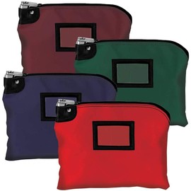 BankSupplies Laminated Nylon Locking Deposit Bag | Burgundy | 2 Keys Included for Each Bag | Heavy Duty | Puncture Resistant Laminated Nylon | Double Stitched Seams