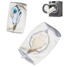 Shoe Washing Machine Bags: Sneaker Laundry Bags with Zipper Lock & Protective Mesh – Reusable Shoe Cleaner Bag for Washer & Dryer(Cream 2 Pcs)
