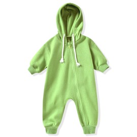 Unutiylo Unisex Baby Boys Girls Green Long Sleeve Infant Baby 6-12 Month Zipper Hooded Jumpsuits Romper Solid Color Outfit Clothes