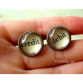 Vintage Style Debit and Credit Cuff Links 16mm ,Accounting,Me
