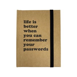 Password Book 'Life is Better When You Can Remember Your Passwords' Black and Brown
