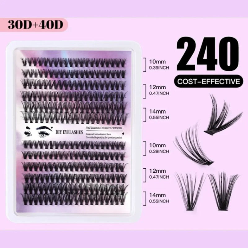 Kit De Extensión De Pestañas Diy Mink Racimos Pestañas Mix