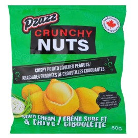 Exclusive Brands Pzazz Crunchy Nuts, Sour Cream & Chive Flavored, 80g/3 oz., Bag