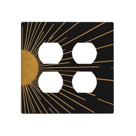 CZRPKEN Decorative Outlet Covers Gold Sun Mid Century Boho Minimalist Geometric 2 Gang Wall Plate Cover Double Duplex Receptacle Two Switch Light Switch Plate Jumbo Dual Electrical Gfci Face Plate