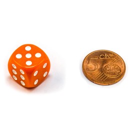 Waldfelsen® High Quality 16 mm Dice in 15 Colours Eye Cube Game Cube Set (10 Pieces, Orange)