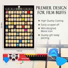 Top 100 Movies Scratch Off Poster (100 movies, 16.5" x 23.4")