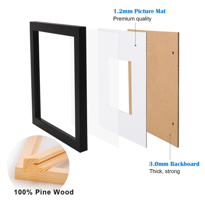 EGOFINE 8x8 Photo Frame, Solid Wood Picture Frame with Acrylic