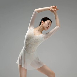 Premium Velvet Ballet Dance Bodysuit & Professional Gymnastics Leotard Dress Set JD538-Black [Dress Set] + S 2ea