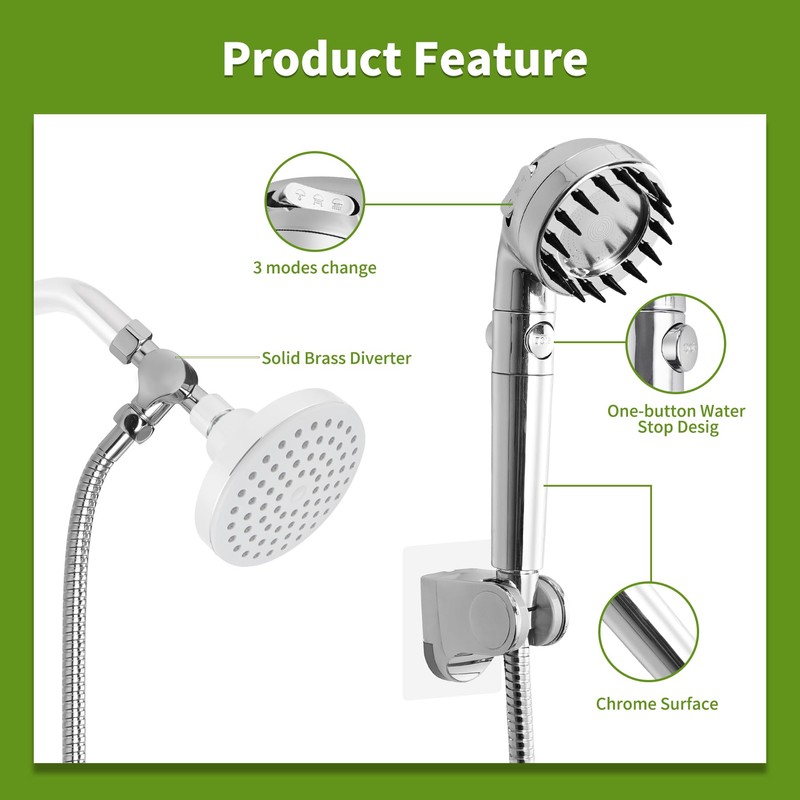 Hygie Rinse Handheld Dog Shower Attachment with Massage Head for