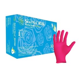 Sempermed SMNR204 StarMed Rose Nitrile Glove, Powder-Free, 3.5 mil, Large, Pink, Pack of 200