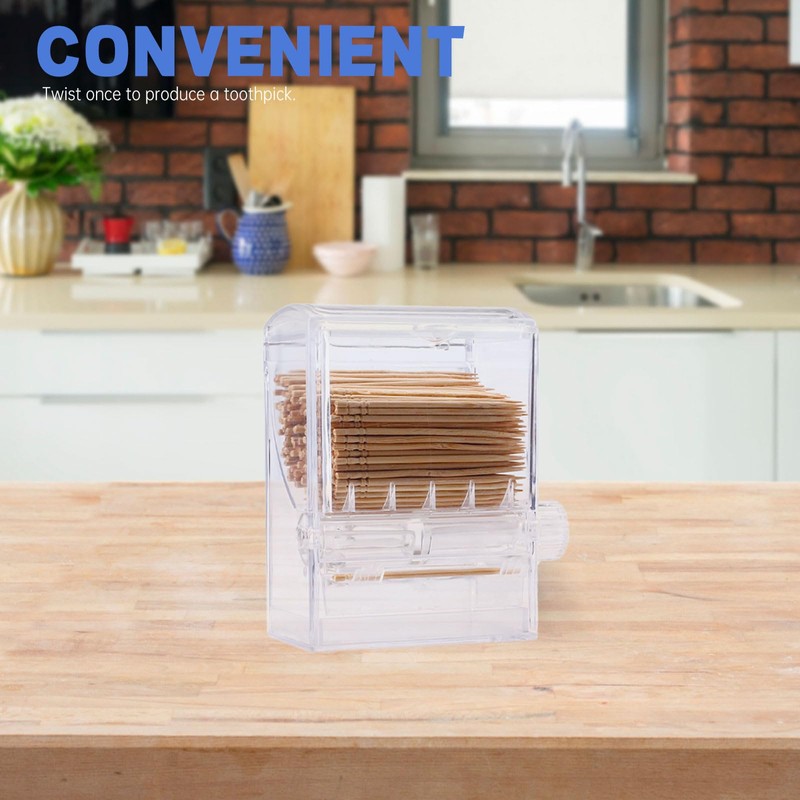 Lucxhcky 2Pcs Toothpick Holder Clear Toothpick Dispenser Automatic Toothpick Dispenser,