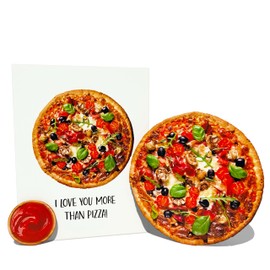 Pizza Shaped Greeting Card, Pizza Love Card, for Him Her, Cute Birthday Card Gifts for Boyfriend Girlfriend, Lovely Love Greeting Card for Husband Wife