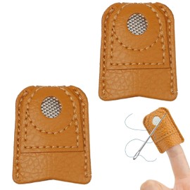 KEPYATI 2 Leather Thimble Hand Sewing Thimble Finger Protector Coin Thimble Finger Pads for Knitting Sewing Quilting Pin Needles DIY Craft Accessories