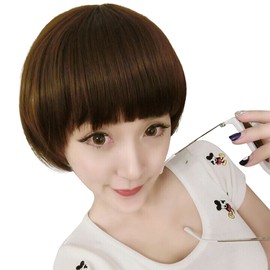 Cexin (sesin) High Quality Heat Resistant Women's Wigs syo-touxiggu Full Wig. Bob Bob Mushroom Mushroom Head Agitated Suitcase – Small Face Super Cute - blk