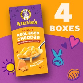 Annie's Shells and Real Aged Cheddar, Made with Organic Pasta and Real Cheese, 4 Ct, 24 oz