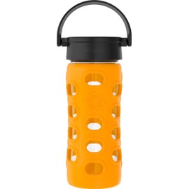 Lifefactory 12-Ounce BPA-Free Glass Water Bottle with Classic Cap and Protective Silicone Sleeve, Marigold