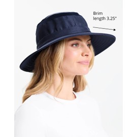 Solbari Everyday Broad Brim Sun Hat with Pocket UPF50+ Uv Protection, Sun Protective Hat for Women Navy Medium