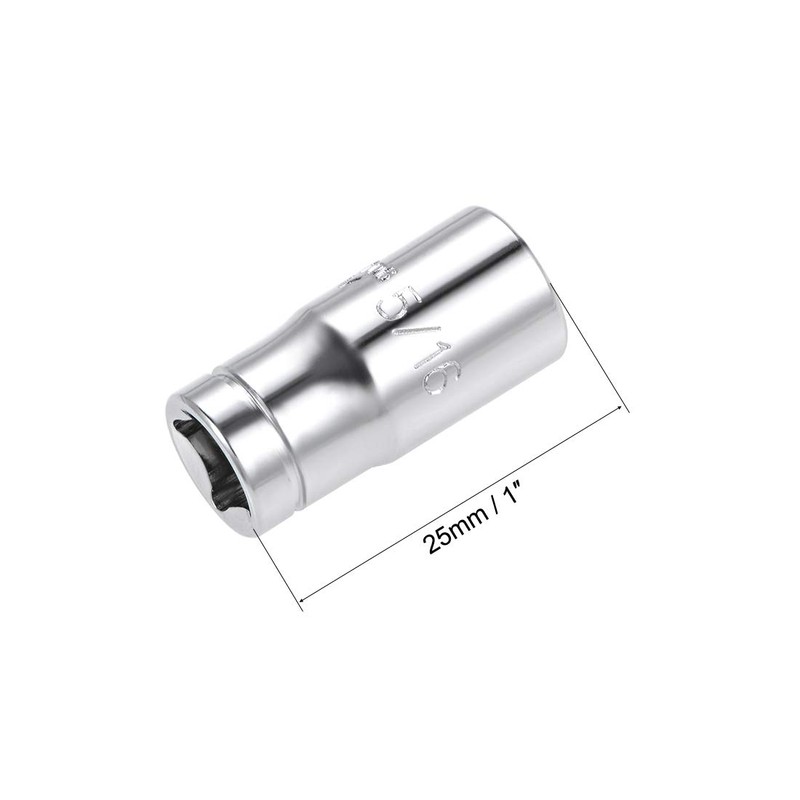 sourcing map 2 Pcs 1/4-inch Drive 5/16-inch 6-Point Shallow Socket,