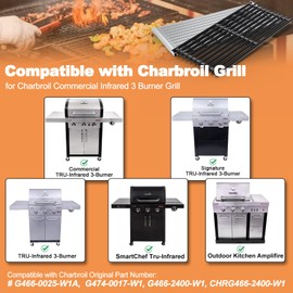 17" Grill Grates & Emitter Plates Replacement Kit for Charbroil Tru Infrared 3 Burner 463242515 463242516 466242615 466242515 463243016 463367016 463367516 466242516 463342620 Grill Parts G466-2400-W1