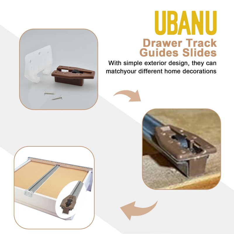 UBANU Drawer Slide Guides Bottom Mount, 12 Pack Plastic Drawer
