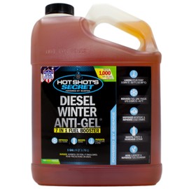 Hot Shot's Secret Diesel Winter Anti-Gel Fuel Treatment 1 Gallon – 7 in 1 Fuel Booster Winter Protection, Diesel Additive Prevents Gelling, Improves Cold Starts, Boosts Cetane (P403301G)