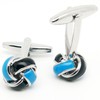 Jonwo Black and Blue Twist Knot Men Cuff Links for