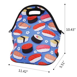 Violet Mist Sushi Insulated Neoprene Lunch Bag for Women Men Thick and Reusable Thermal Food Lunch Bag Tote Box Small Food Handbags with Zipper for Adults Nurse Teacher Work Outfoor Travel Picnic