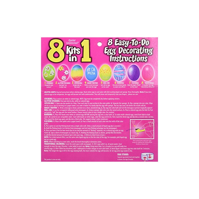 8 Kits in 1 Easy-to-do Egg Decorating Family Friendly Kit