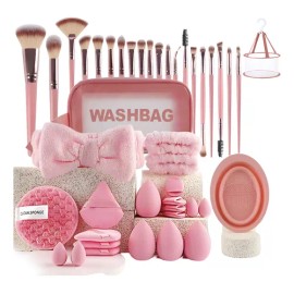 43 Pcs Brochas Maquillaje Profesional Esponjas Neceseres