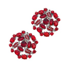 Ruihfas Decorative Crystal Rhinestone Floral Shoe Clips for Wedding Party Shoes Decor Accessories, 2Pcs (Red)