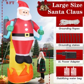 Ryaner 8 FT Christmas Inflatables Santa Claus Outdoor - Blow up Quickly Santa Yard Deco