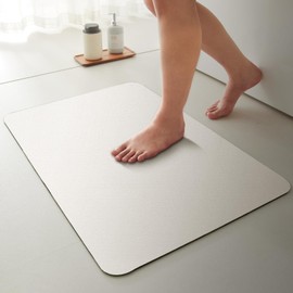 White Bath Mat, Bathroom Rugs Non Slip Washable Thin Absorbent Quick Dry Bath Mat Fits Under Door Bathroom Floor Mat Perfect for Bath, Shower, or Sink 24"x36" White