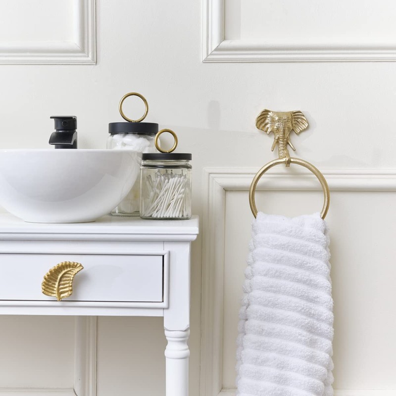 Melody Maison Metallic Gold Elephant Towel Ring