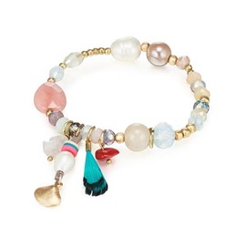 Lulu Jane Women's Bracelet Made of Metal Alloy with Potato / Teardrop Shape Freshwater Cultured Pearl Approx. 11.3/8.0 mm Crystal Fashion Jewellery Bracelet Yellow Gold, Crystal