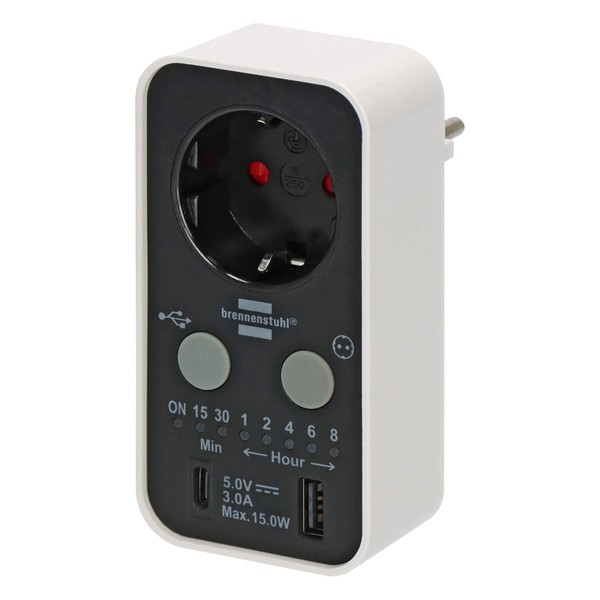 Brennenstuhl Digital Countdown Timer with USB A and USB C