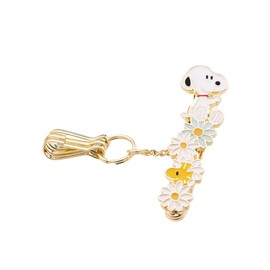 [3 carat] Peanuts Bag Key Clip Mini Snoopy and Daisy Woodstock Key Clip Key Chain Bag Charm Snoopy Goods, Gold, Brown