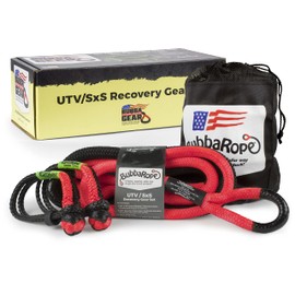 Bubba Rope Heavy-Duty Off-Road ATV, UTV & SxS Tow Recovery Gear Set – Power Stretch Recovery Rope, 5/8” x 20’ & NexGen PRO Gator-Jaw Synthetic Shackles, 5/16” x 5 .5” Red