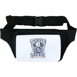 Chopper Garage Biker Skull Bum Bag, black