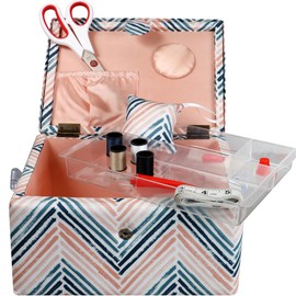 SINGER Sew'n Stow Sewing Basket Kit 10pcs-Zig Zag Print 00046