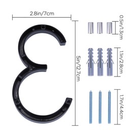 LUTER 5" Numery Adresu Domu Srebrne Numery Uliczne Pływające Numery Domów Numery Skrzynek Pocztowych Numery Drzwi Dla Numeru Domu (3, Black)