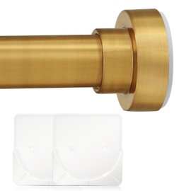 YNL Shower Curtain Rod 34 to 120 Inches, Tension Curtain Rod with 2Pcs Holders, Adjustable 34-120 Inches, Brushed Gold