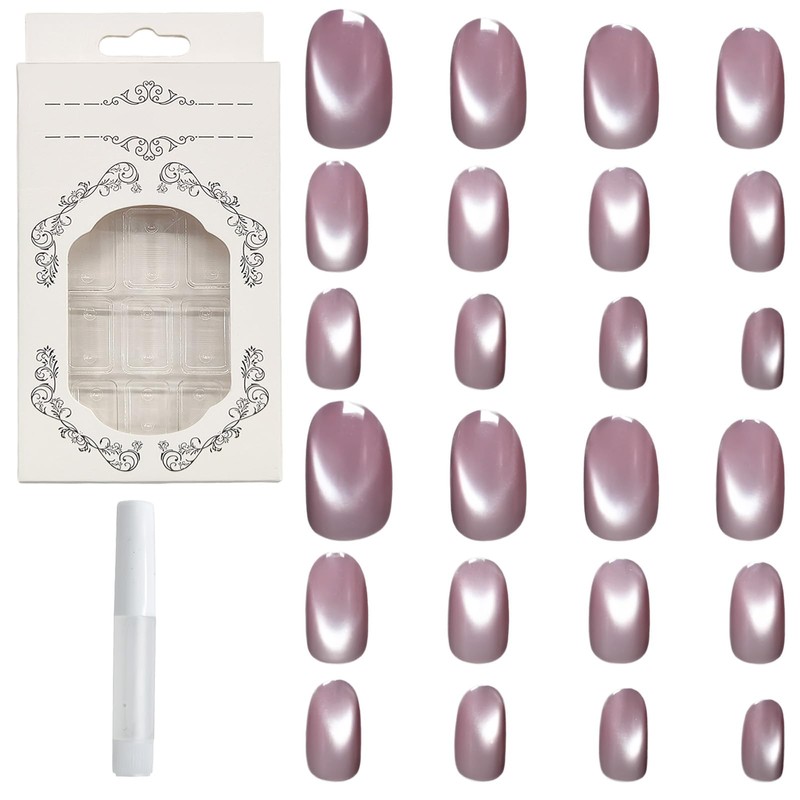 Juego De 24 Piezas Uñas Press On Cortas, Uñas Postizas