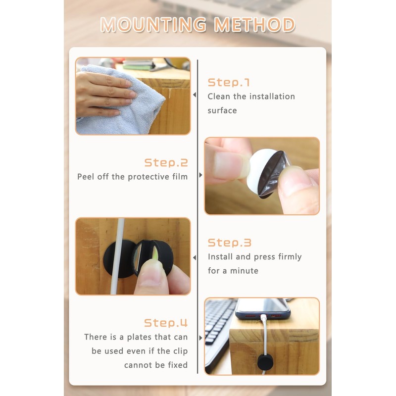 Maveek 5 Sets Black Clips Super Magnetic Cable Management System-Wire