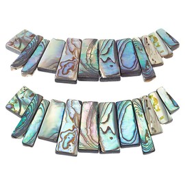 arricraft 12 Pcs Natural Abalone Shell, 2 Styles Paua Shell Graduated Beads Rectangle Shell Colorful Cabochons Loose Beads Decorations for Earring Bracelet Necklace Jewelry Making 1mm Hole
