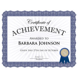 Geographics Award Certificate Kit, 8.5 x 11" Blank Certificate Paper, Gold Foil Seals & Blue Ribbon Stickers (Pack of 25)