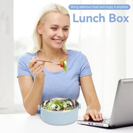 Thermal Lunch Box,Bento Box for Kids,Insulated Bento Lunch Box Round Metal Stainless Steel Hot Food Bento Boxes Thermal Lunch Container for School, Office, Picnic