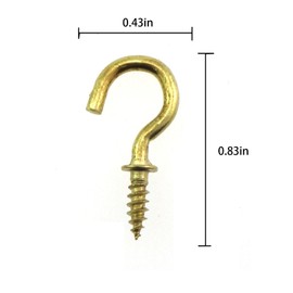 Caishun 100PCS 1/2 Inch Gold Small Screw Hook Mini Screw Jewellery Hook Metal Screw Wooden Ceiling Hook Self Tapping Screw Fastener Suitable for Hanging Jewellery Crafts Cup Hat