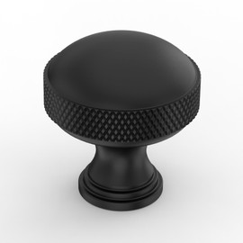 ROMATEE 10 Pack Matte Black knurled Cabinet Knobs 0.7 Inch(17mm) Single Hole Cabinet Handles Rectangle Dresser Knobs Drawer Knobs and Pulls for Bathroom Cabinets