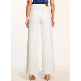 Sidefeel White Jeans Women Wide Leg High Waisted Stretchy Straight Leg Denim Pants with Front Pockets Size 12